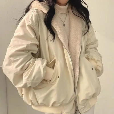 Oversized winter jacket for warm and modern women