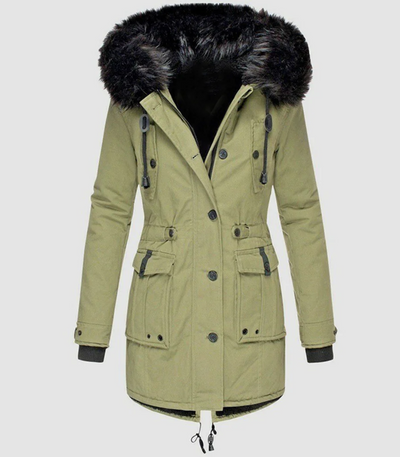 Long warm winter jacket for elegant women