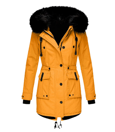 Long warm winter jacket for elegant women