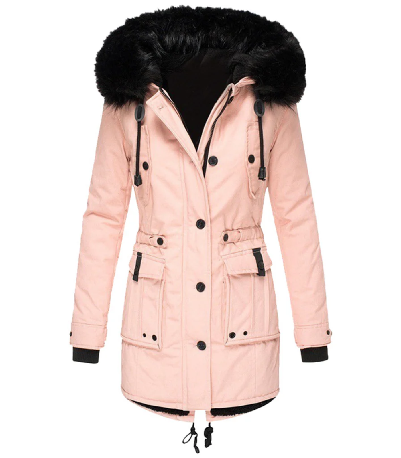 Long warm winter jacket for elegant women