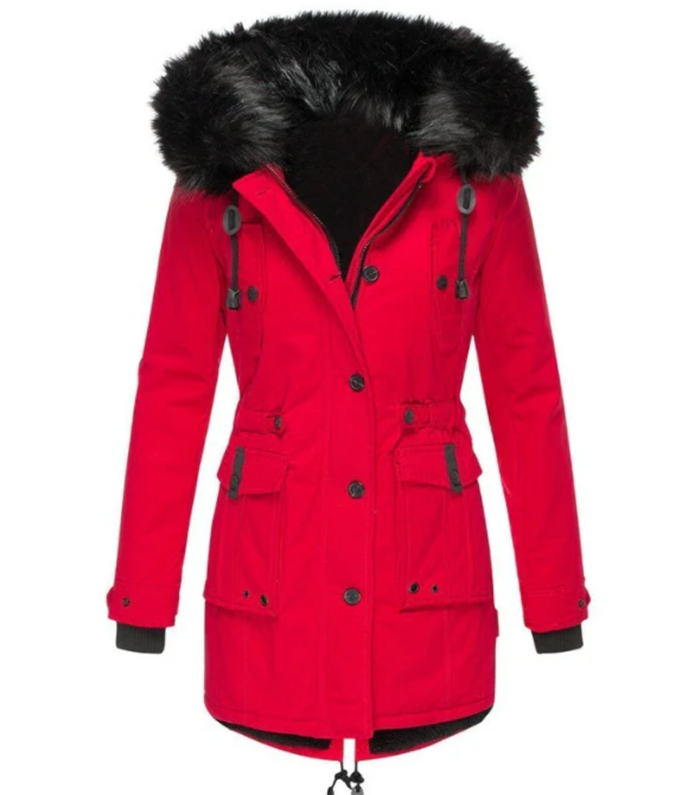Long warm winter jacket for elegant women