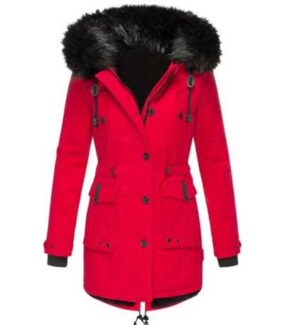 Long warm winter jacket for elegant women