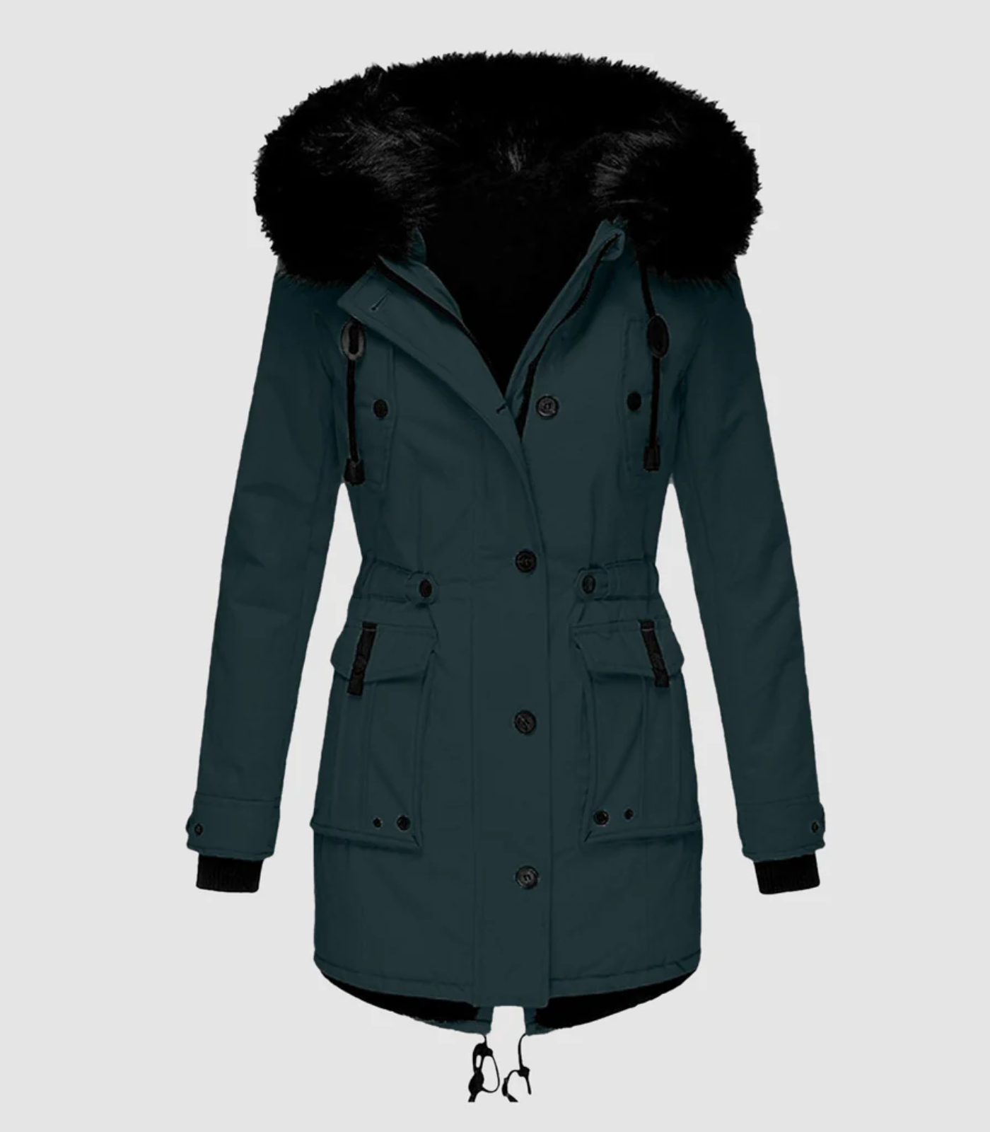 Long warm winter jacket for elegant women