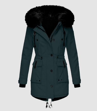 Long warm winter jacket for elegant women