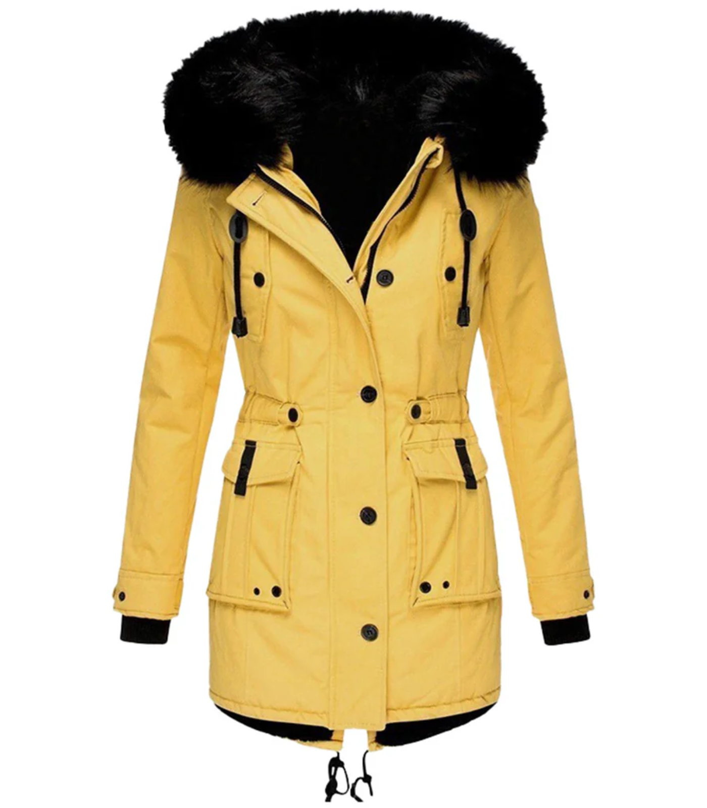 Long warm winter jacket for elegant women