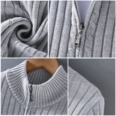 Men's zip-up cardigan with modern design