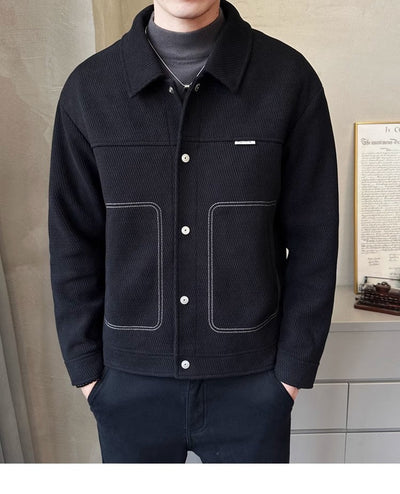 Men's Casual Polo Collar Jacket - Thick and Fashionable Coat for All Occasions