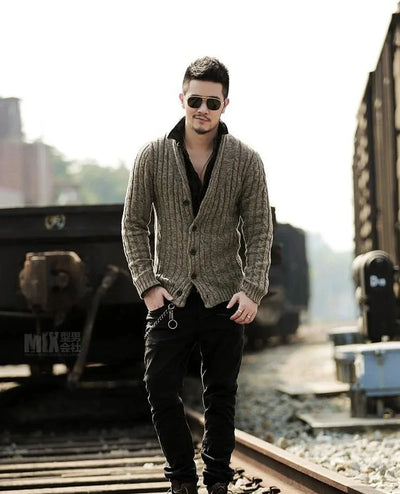 Stylish Men's Long Sleeve Cardigan Sweater Jacket
