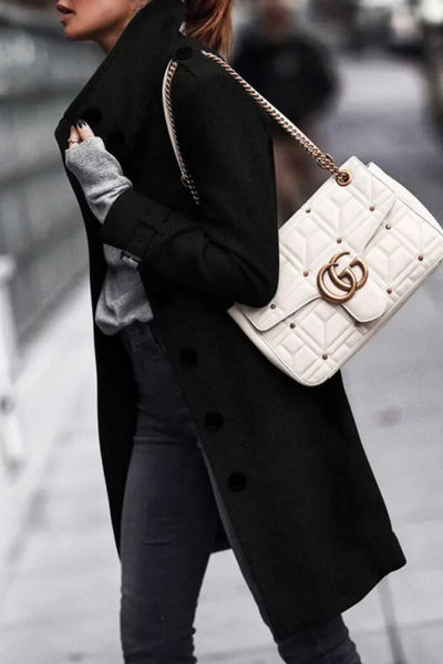 Casual Coat with Mandarin Collar and Modern Design