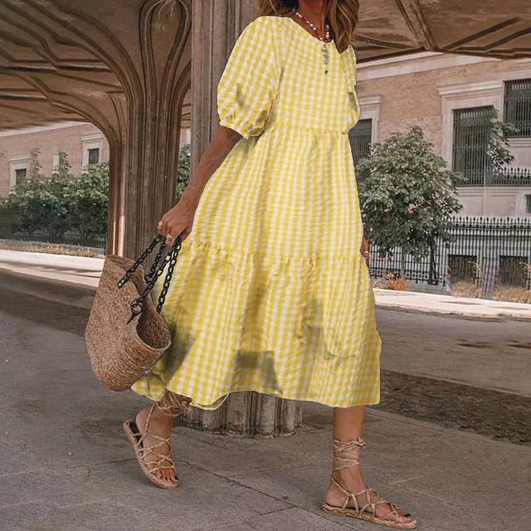 Ada - Checkered Print Dress