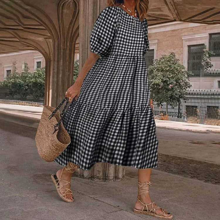 Ada - Checkered Print Dress