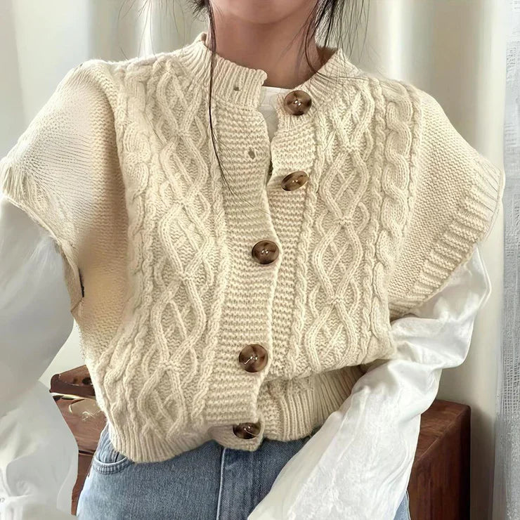 Cardigan with exclusive cable pattern
