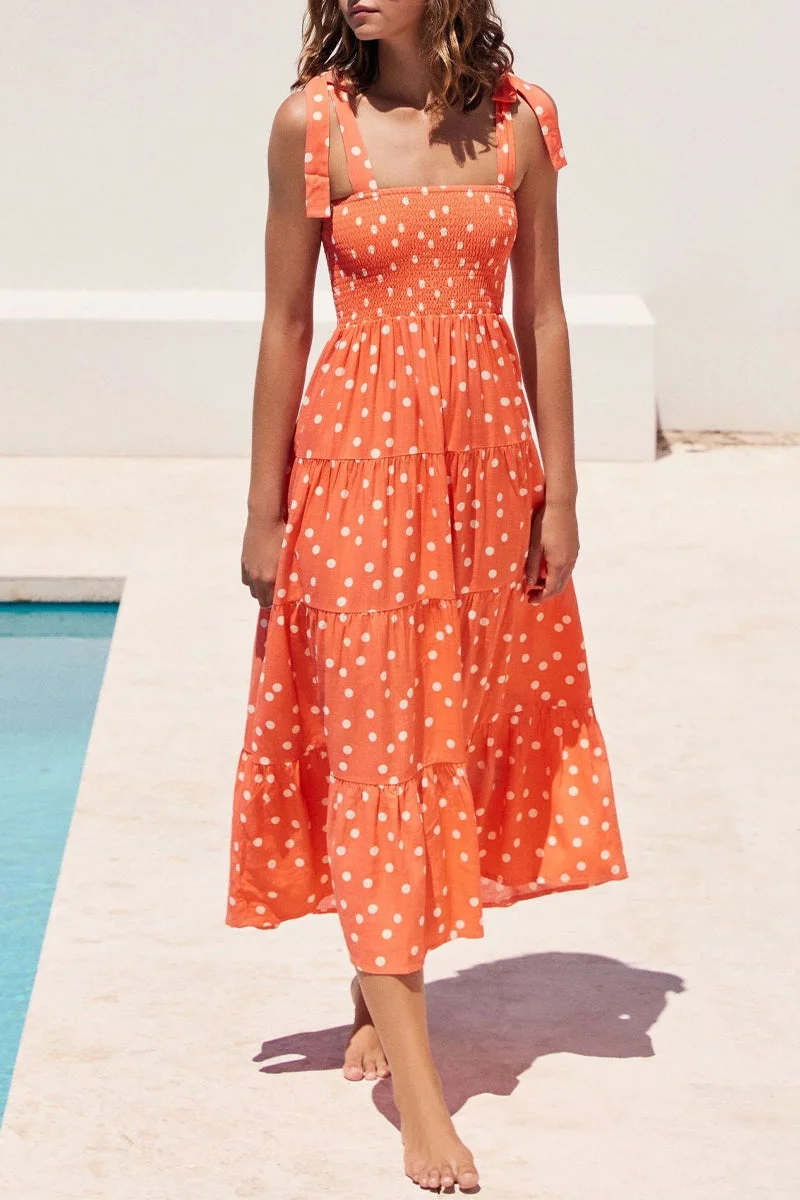 Miriam - Printed dresses with thin straps and polka dot patches on Fashion Street