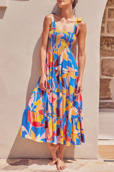 Miriam - Printed dresses with thin straps and polka dot patches on Fashion Street