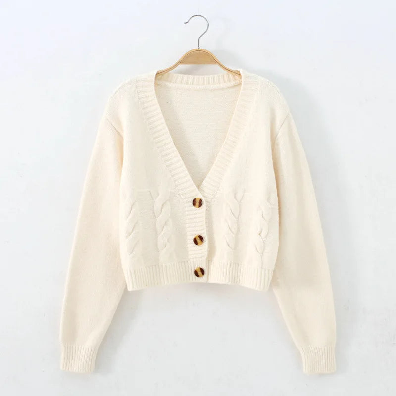 Berta - Women's V-Neck Cropped Cardigan