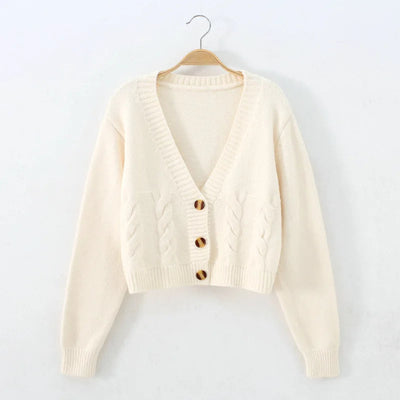 Berta - Women's V-Neck Cropped Cardigan