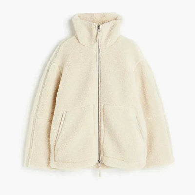 Cozy jacket with high collar and pockets