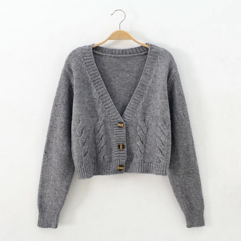 Berta - Women's V-Neck Cropped Cardigan