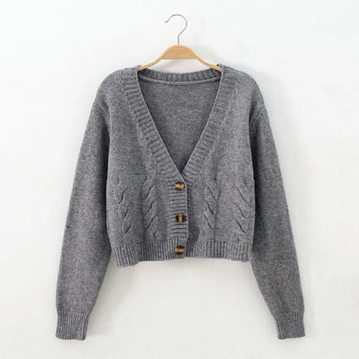 Berta - Women's V-Neck Cropped Cardigan
