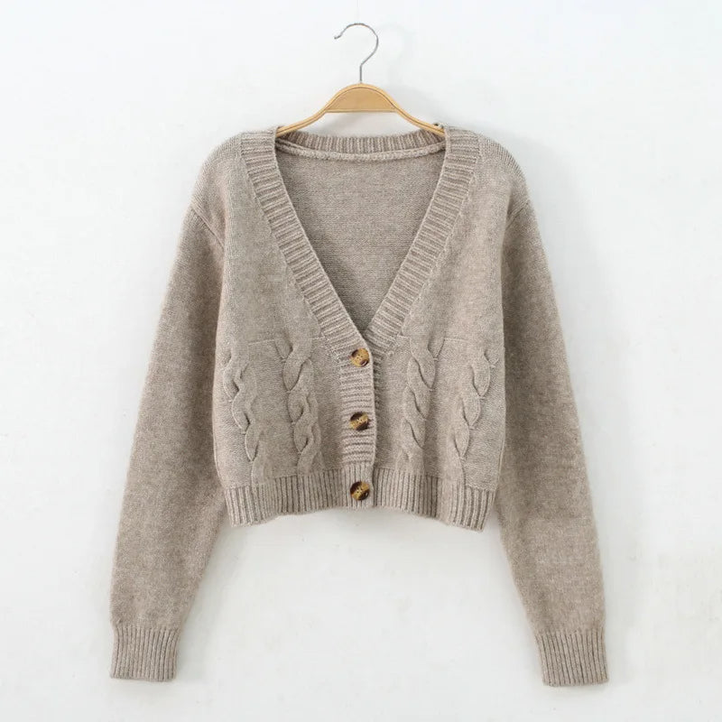Berta - Women's V-Neck Cropped Cardigan