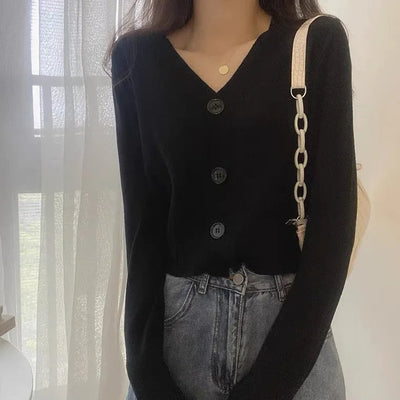 Berta - Women's V-Neck Cropped Cardigan