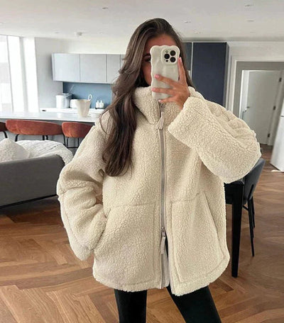 Women's Oversized Zip Up Jacket, Soft, Warm, and Fashionable