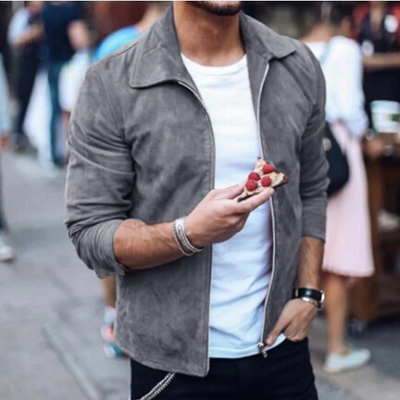 Stylish men's jacket with relaxed collar and zip for everyday use