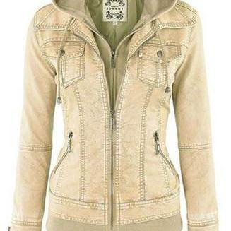 Elegant retro style women's jacket with deep hood and long sleeves for a stylish look