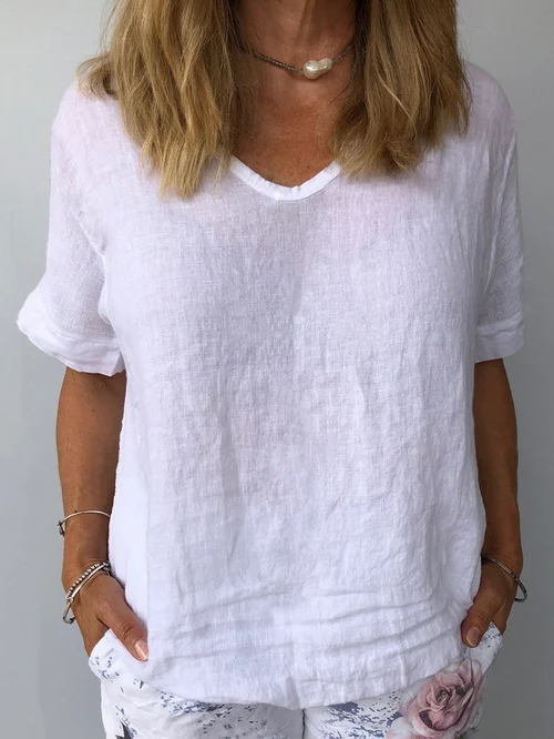 Amalie - Women's Casual Pure Color Cotton Shirt