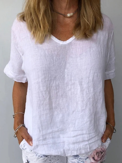 Amalie - Women's Casual Pure Color Cotton Shirt