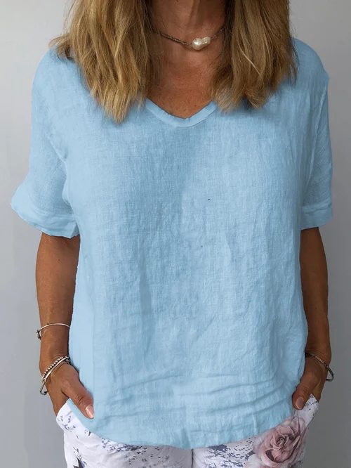 Amalie - Women's Casual Pure Color Cotton Shirt