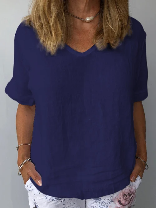 Amalie - Women's Casual Pure Color Cotton Shirt