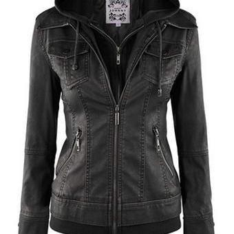 Elegant retro style women's jacket with deep hood and long sleeves for a stylish look