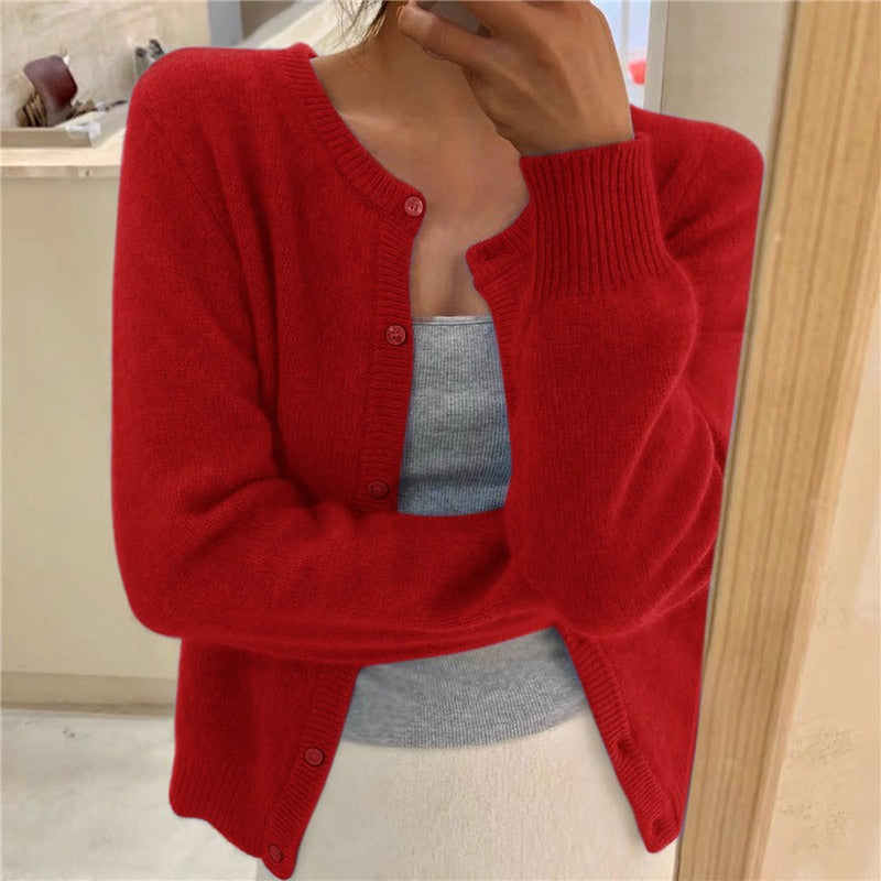 Rebecca - Women's Plain Knit Cardigan