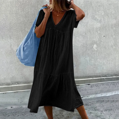 Desiree Women's Casual V-Neck Straight Fit Dress with Plain Pocket
