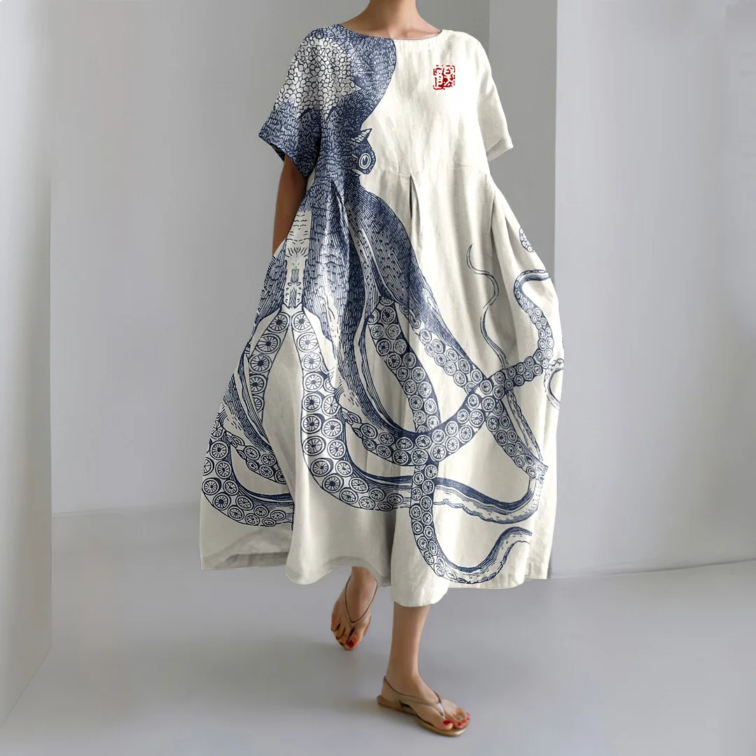 Japan - Casual Dress with Octopus Art Print