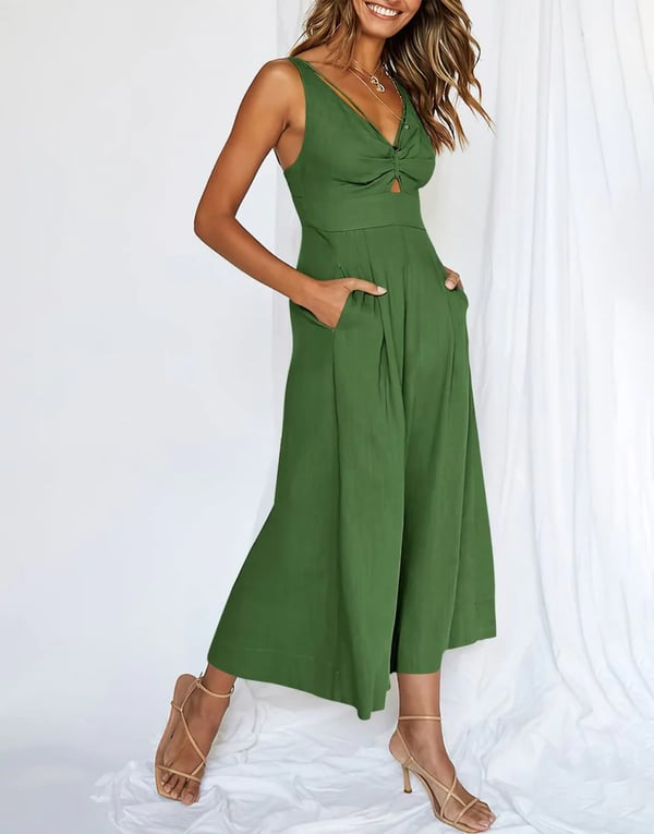 Amanda - High-waisted V-neck rompers