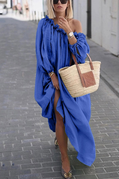 Viktoria - Casual One Shoulder Solid Loose Dress