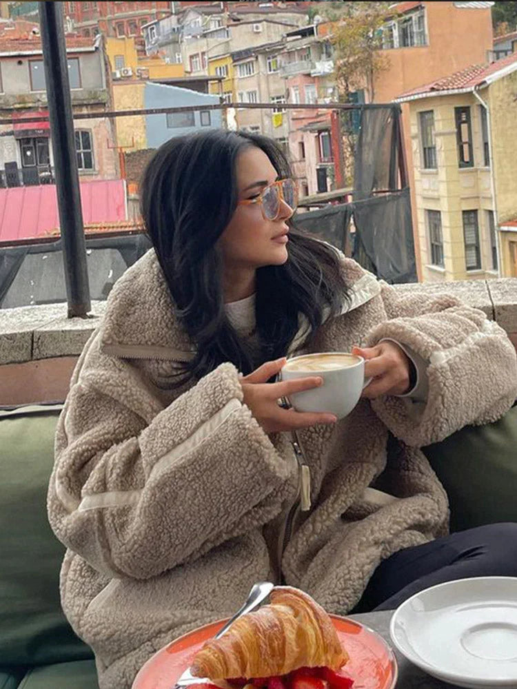 Women's Oversized Zip Up Jacket, Soft, Warm, and Fashionable