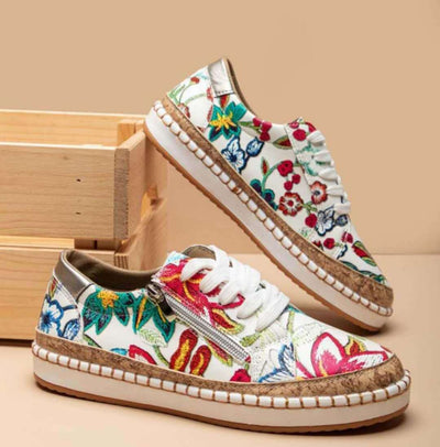 Monaco - Women's Casual Flat Lace-Up Shoes with Color Block Print