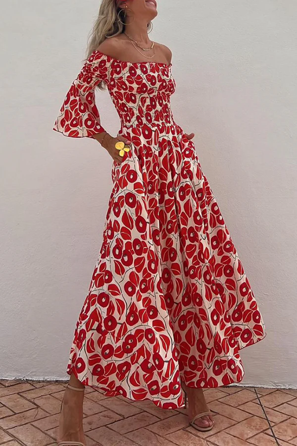 Amanda - Floral Print Maxi Dress with Pockets, Perfect for Vacation