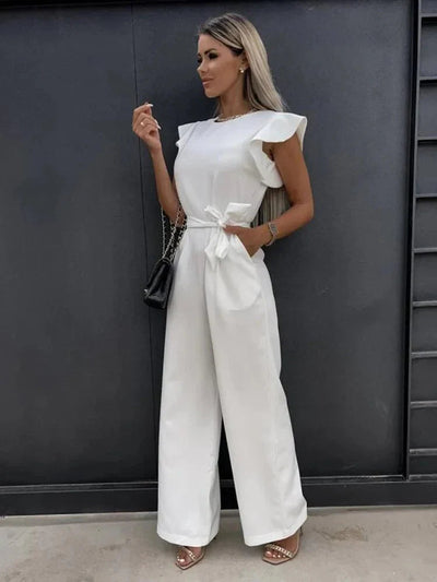 Elegant jumpsuit with flowing sleeves and wide-leg trousers
