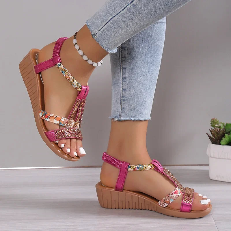 Laura - Bohemian style wedge sandals for women