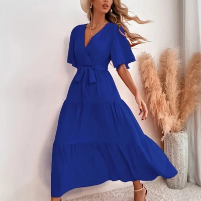 Yasmin - Boho dress with butterfly sleeves and maxi dress with ruffles
