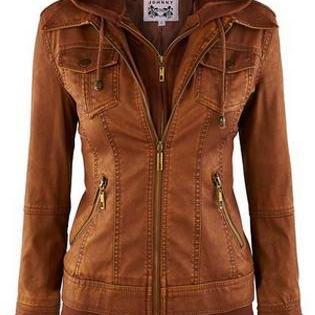 Elegant retro style women's jacket with deep hood and long sleeves for a stylish look