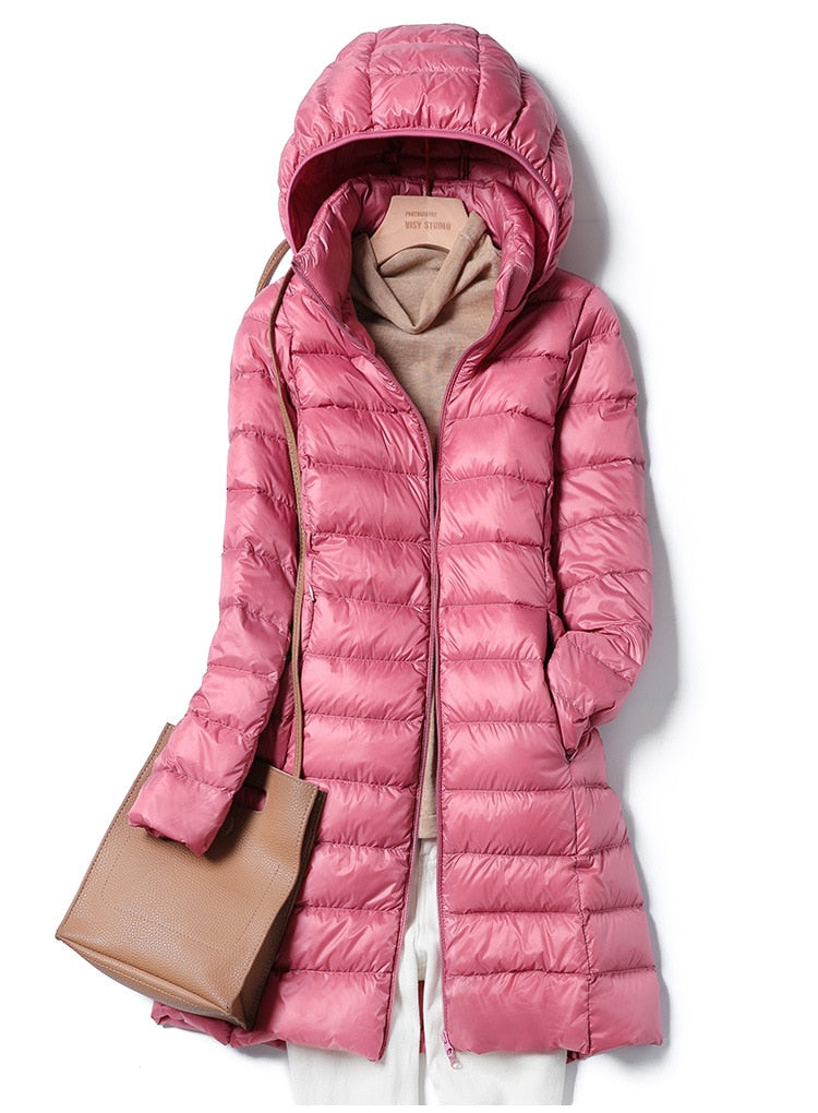 Slim-fitting hooded winter jacket for the cold