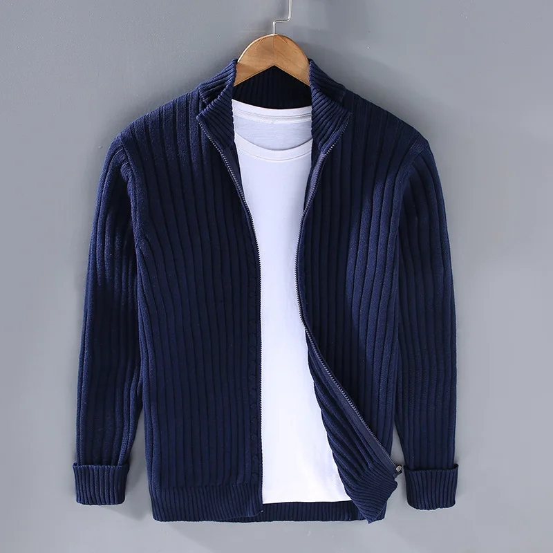 Men's zip-up cardigan with modern design