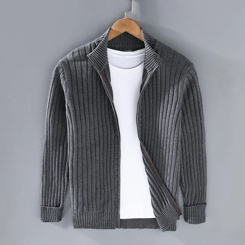 Men's zip-up cardigan with modern design