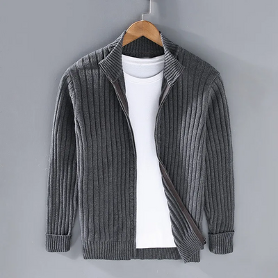 Men's zip-up cardigan with modern design