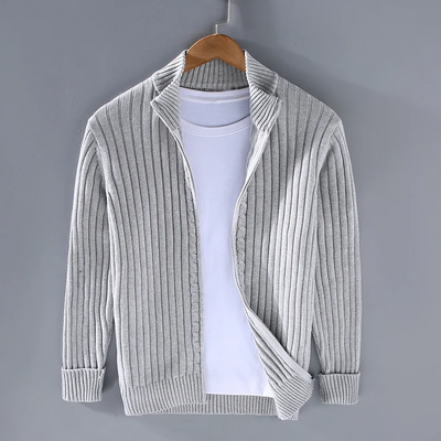 Men's zip-up cardigan with modern design